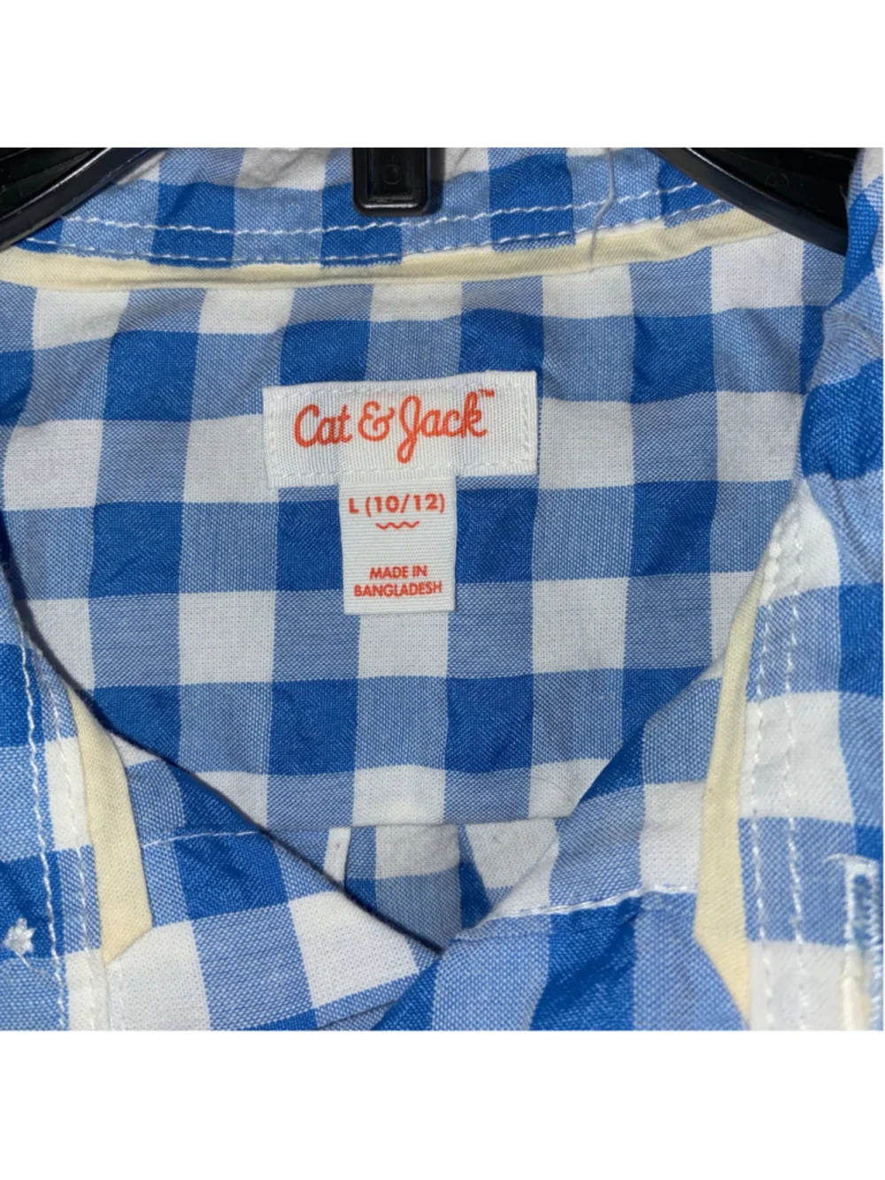 Boys Cat & Jack Blue White Gingham Button Down Shirt Size 10